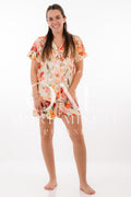 Pijama Floral Naranja