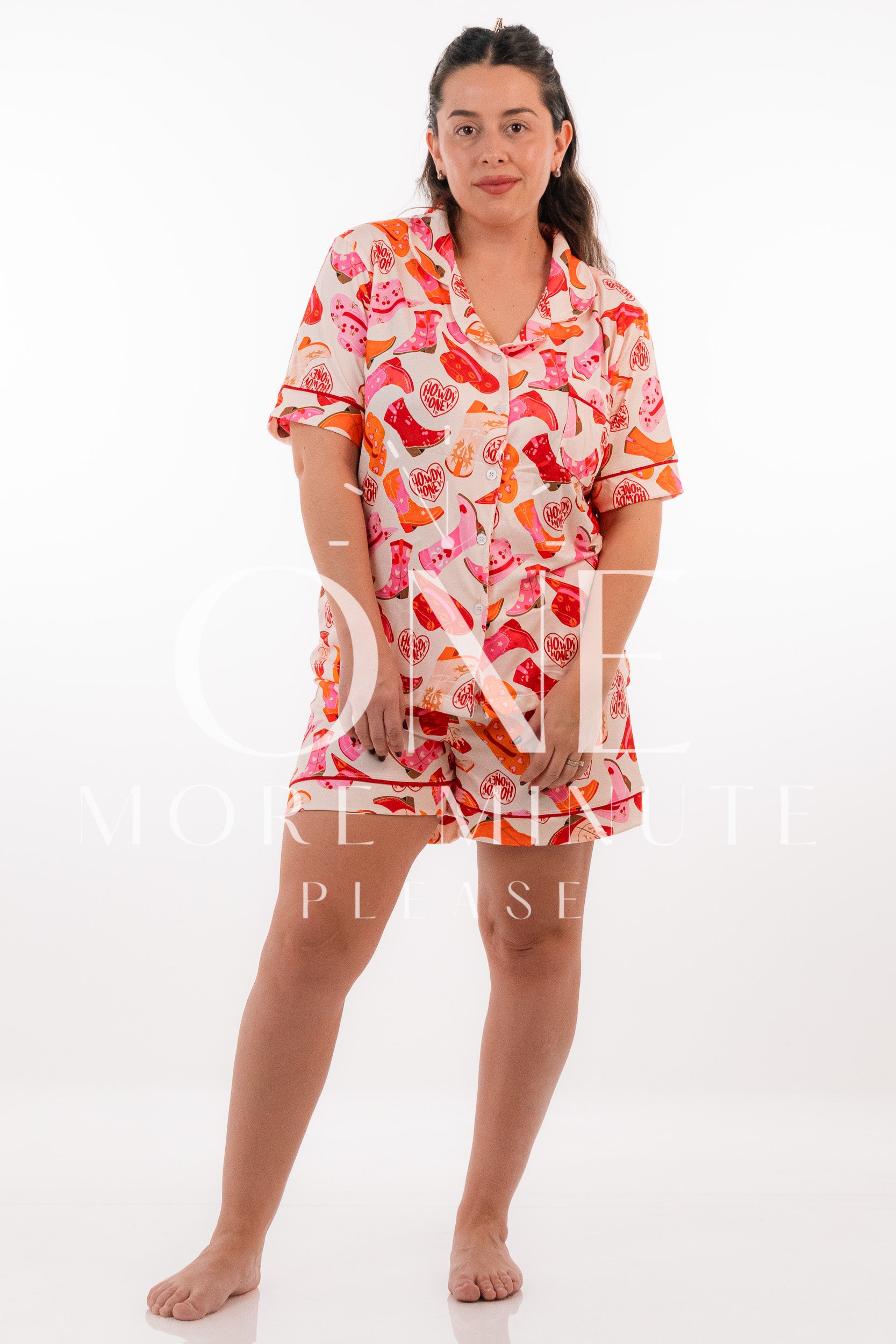 Pijama Dama - Short / Manga corta botón - Cow Girl Pink