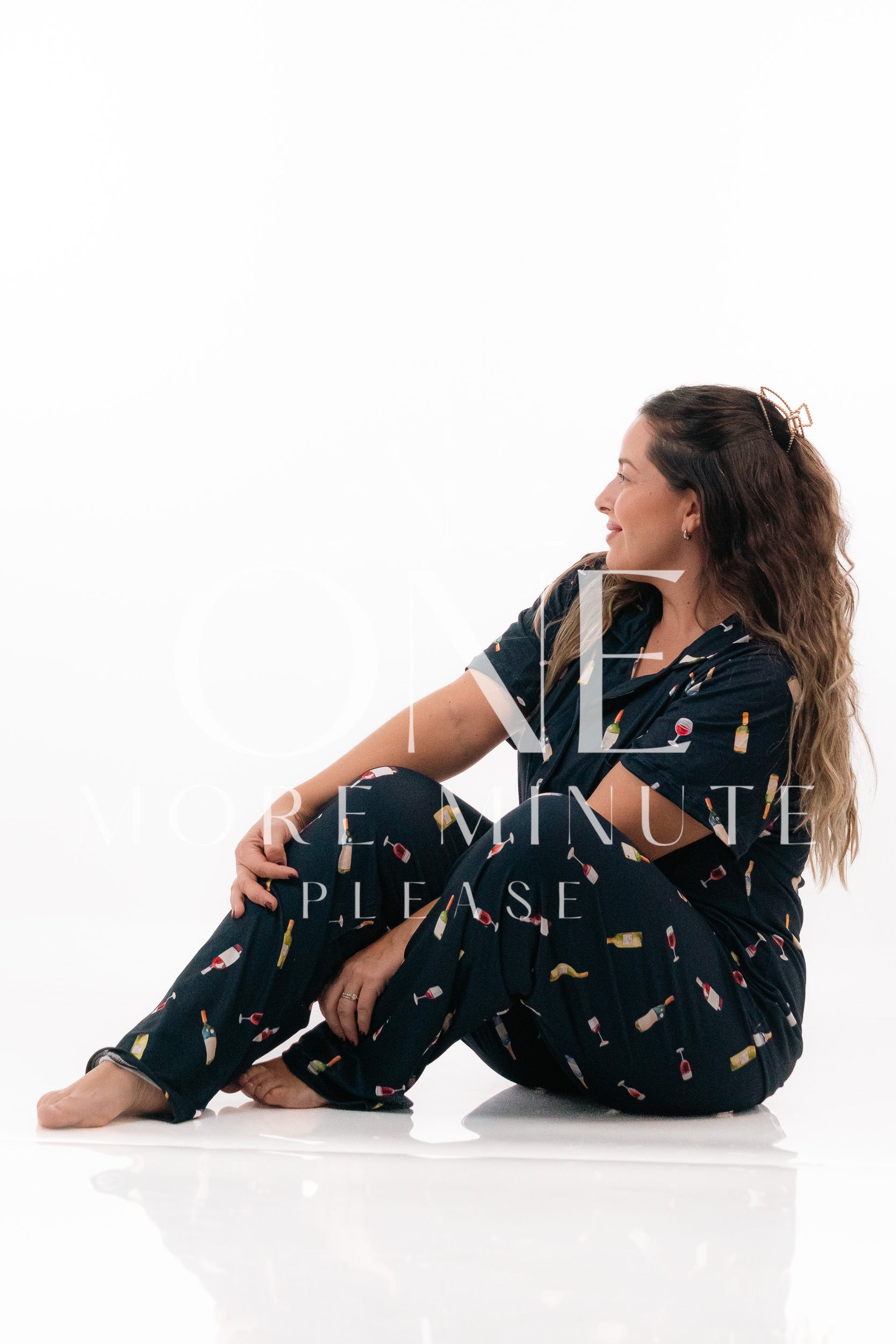 Pijama Dama - Pantalón / Manga corta botón - Vino azul