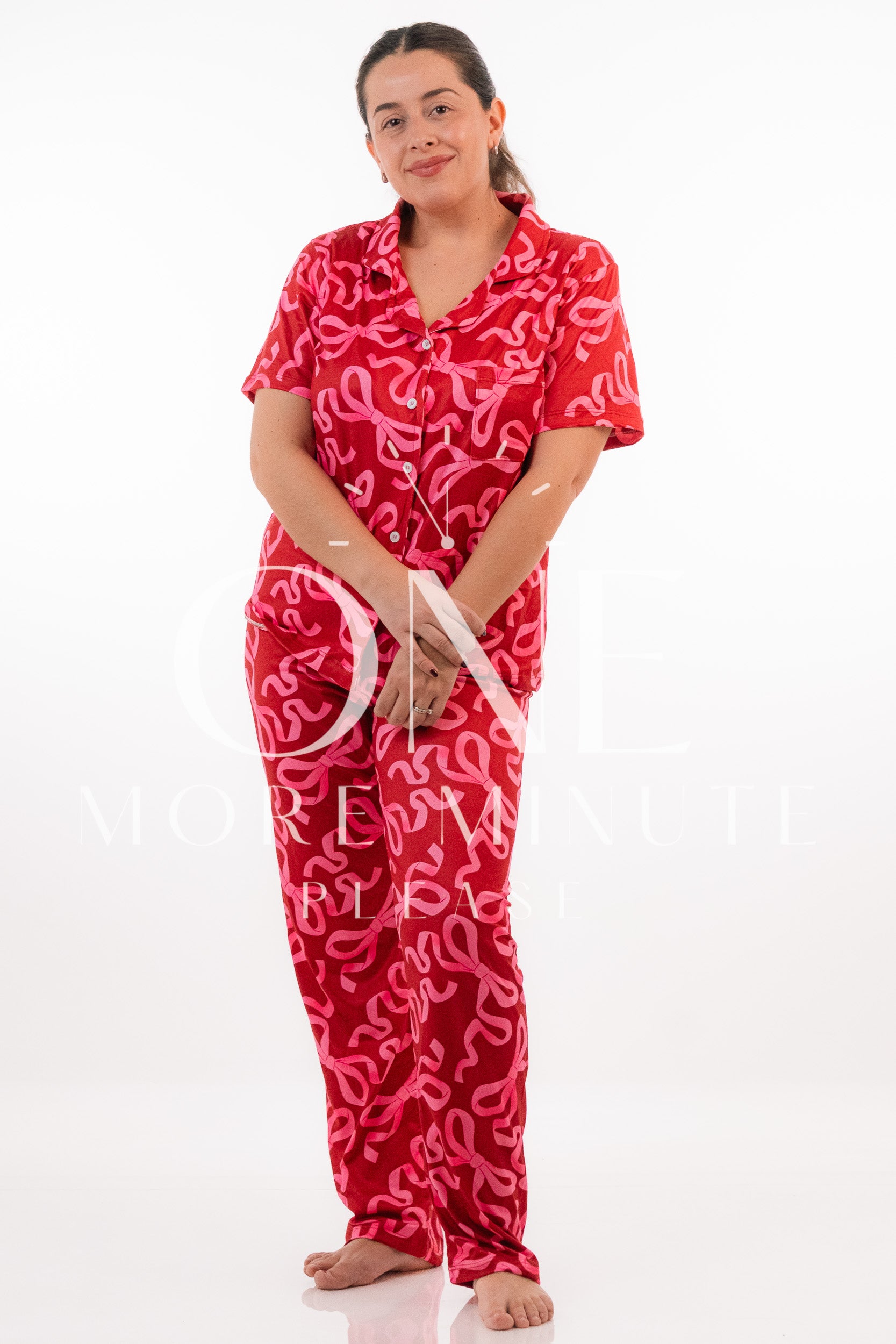 Pijama Dama - Pantalón / Manga corta botón - Moño red