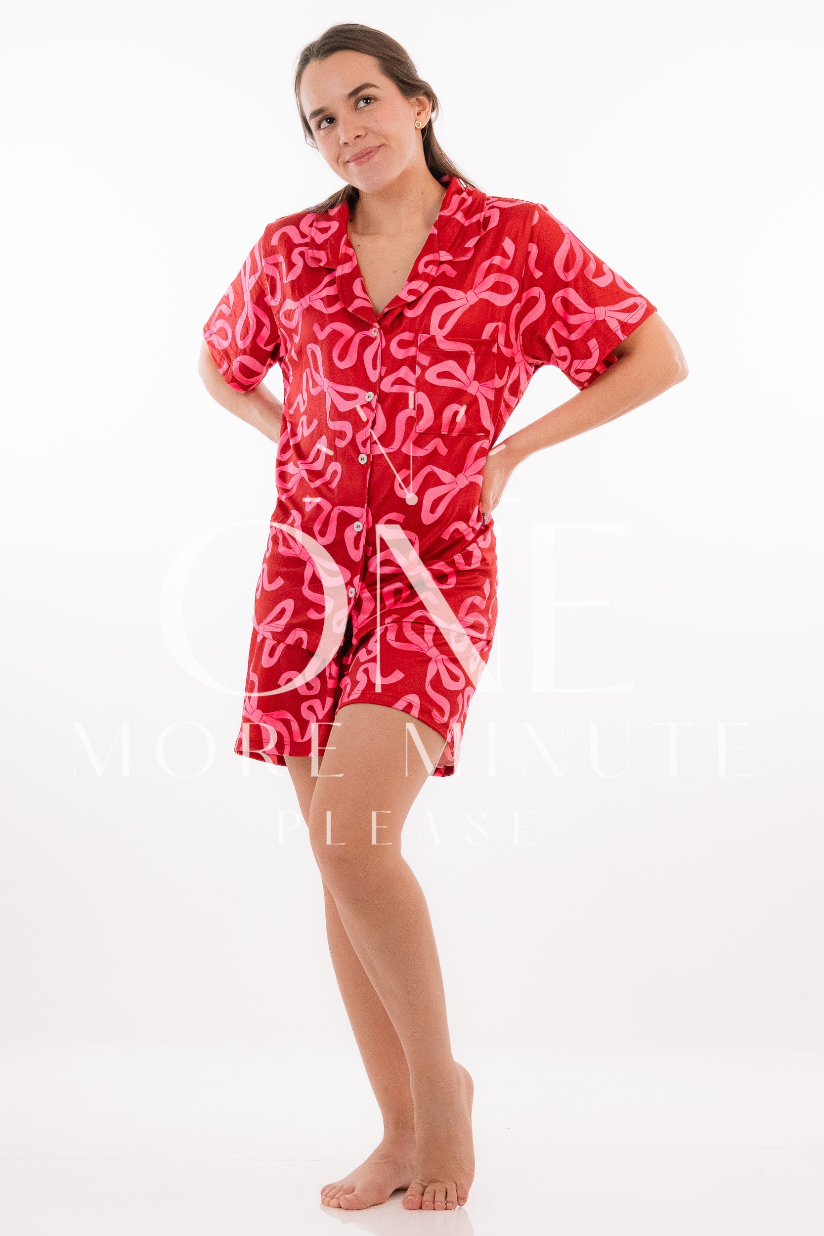 Pijama Dama - Short / Manga corta botón - Moño Red.