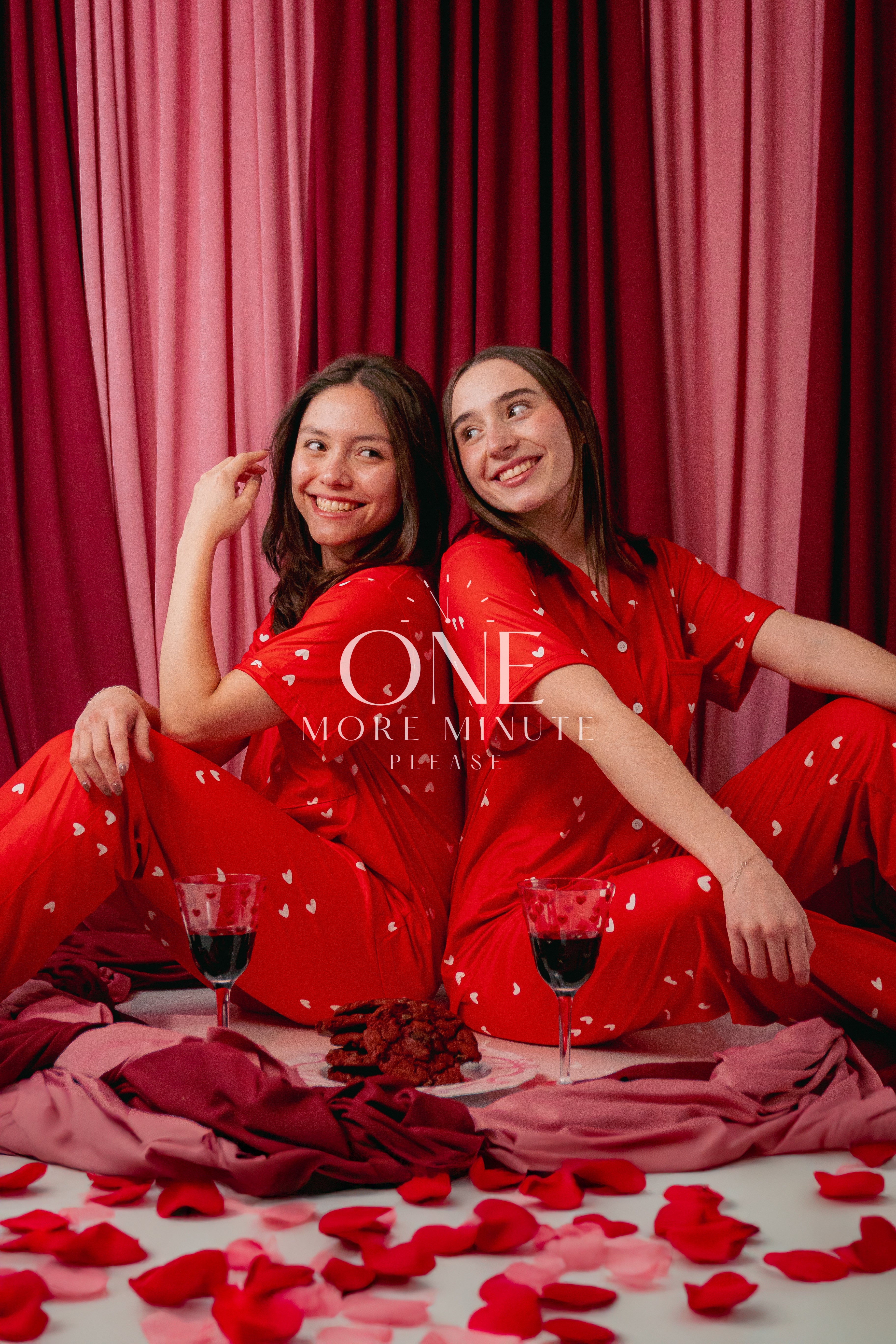 Pijama Dama - Pantalón / Manga corta botón - Corazón Blanco.