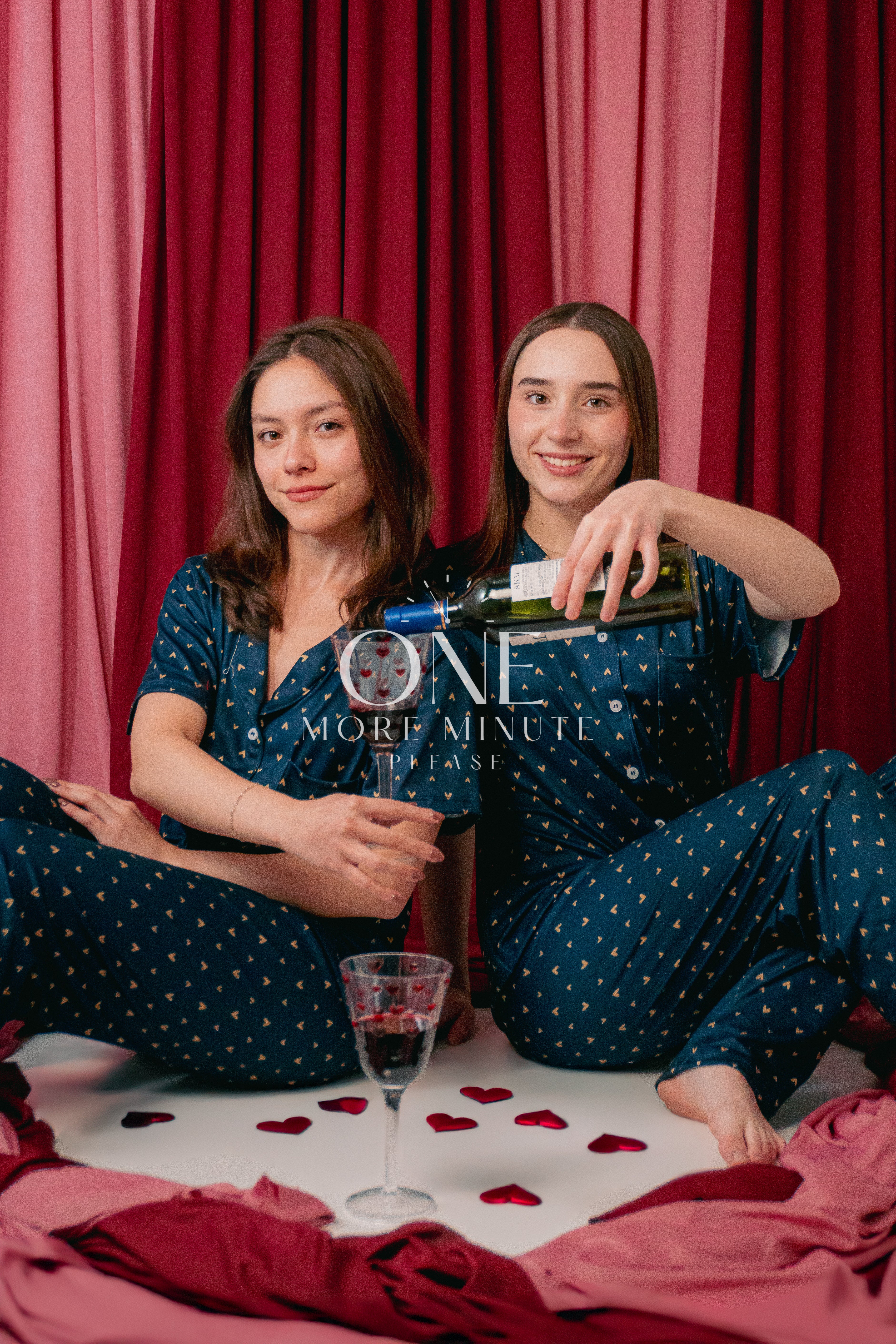 Pijama Dama - Pantalón / Manga corta botón - Corazón Azul.