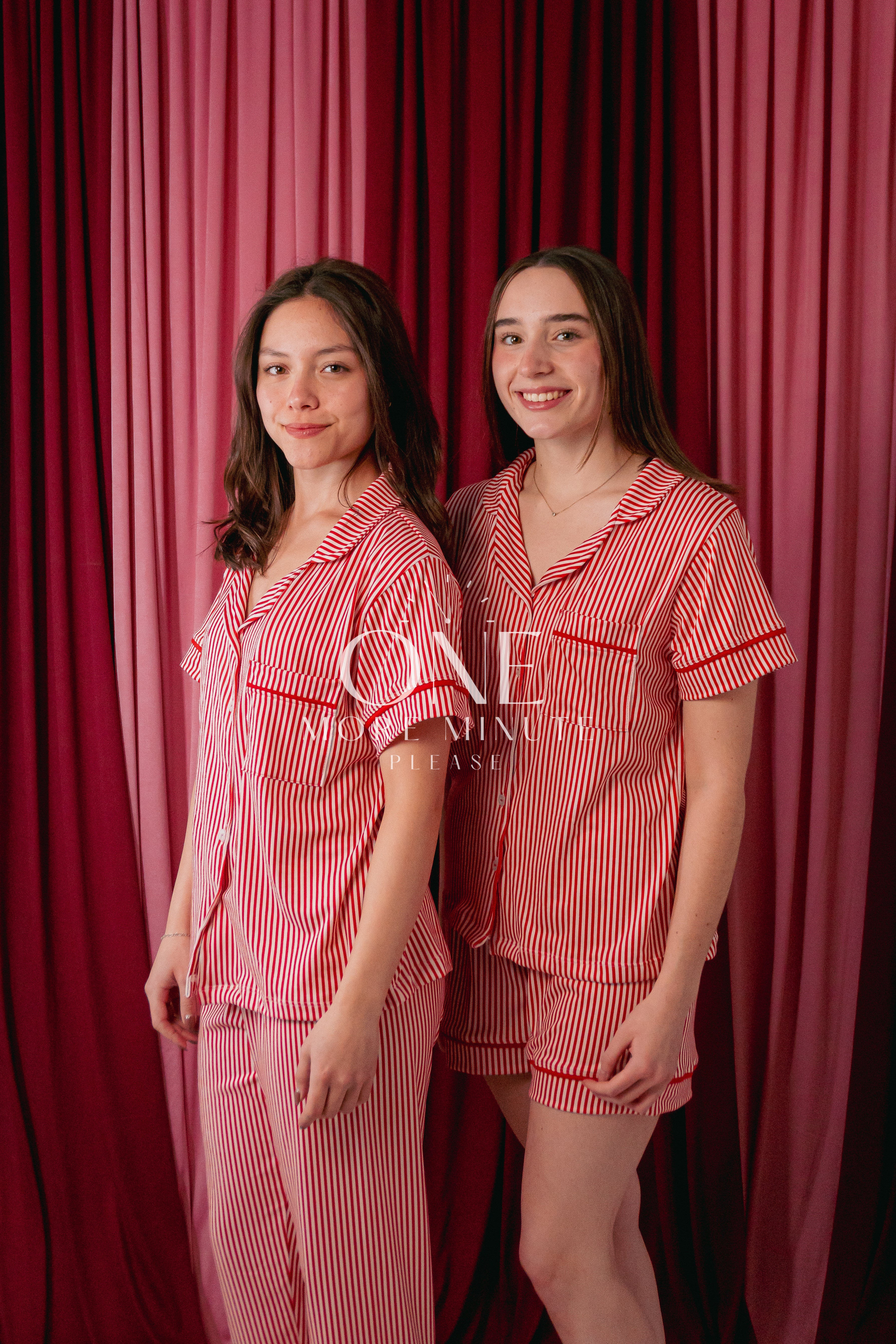 Pijama Dama - Pantalón / Manga corta botón - Rayas rojo y blanco