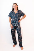 Flores Azul Marino pantalon