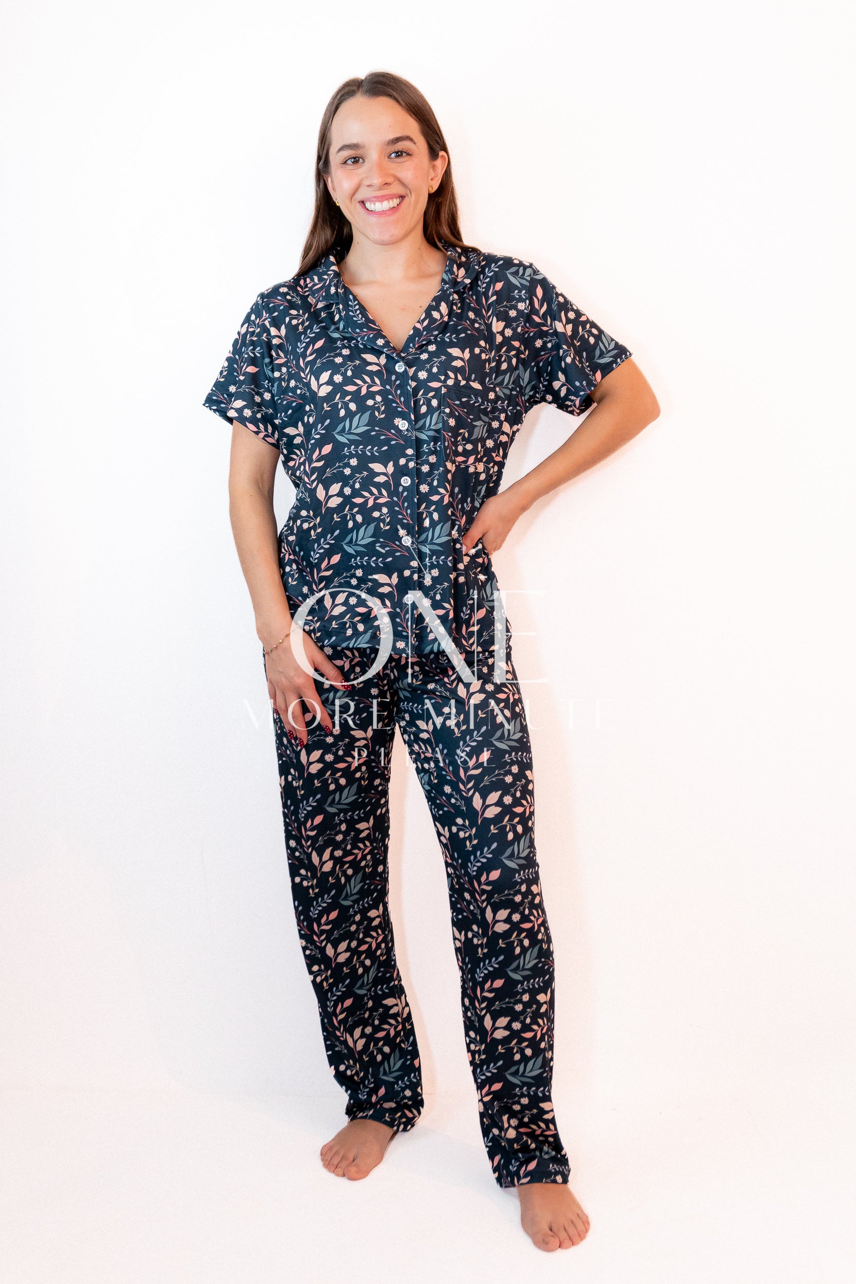 Flores Azul Marino pantalon