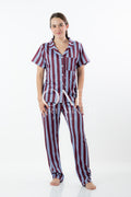 Pijama Rayas Vino Lila Pantalon